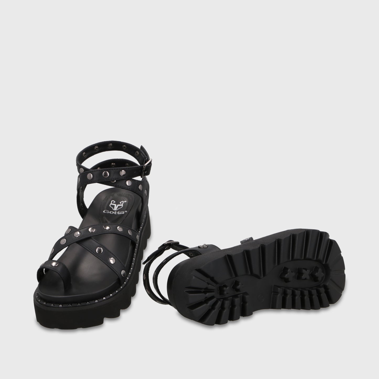 Sandalia Plataforma Negra Mujer 1573H