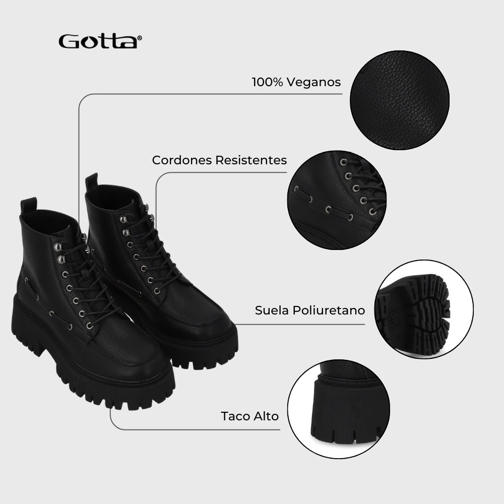Botin Plataforma Negro Mujer 23507