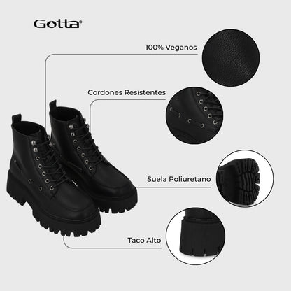 Botin Plataforma Negro Mujer 23507