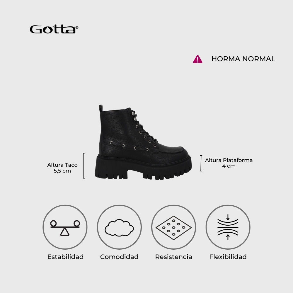 Botin Plataforma Negro Mujer 23507