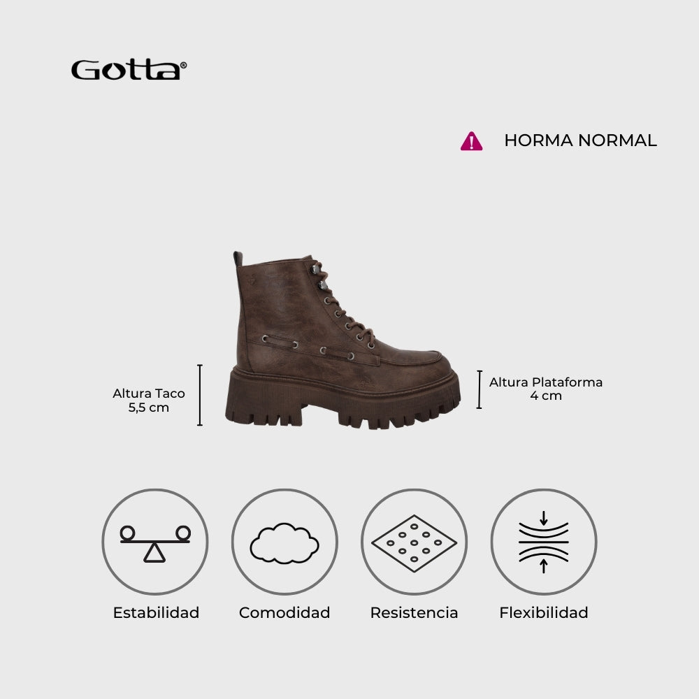 Botin Plataforma Café Mujer 23507