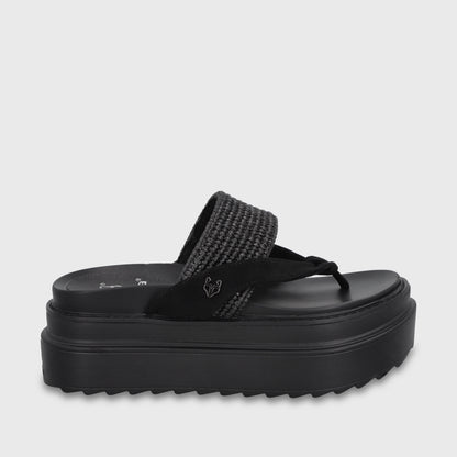 Sandalia Plataforma Negra Mujer 25234