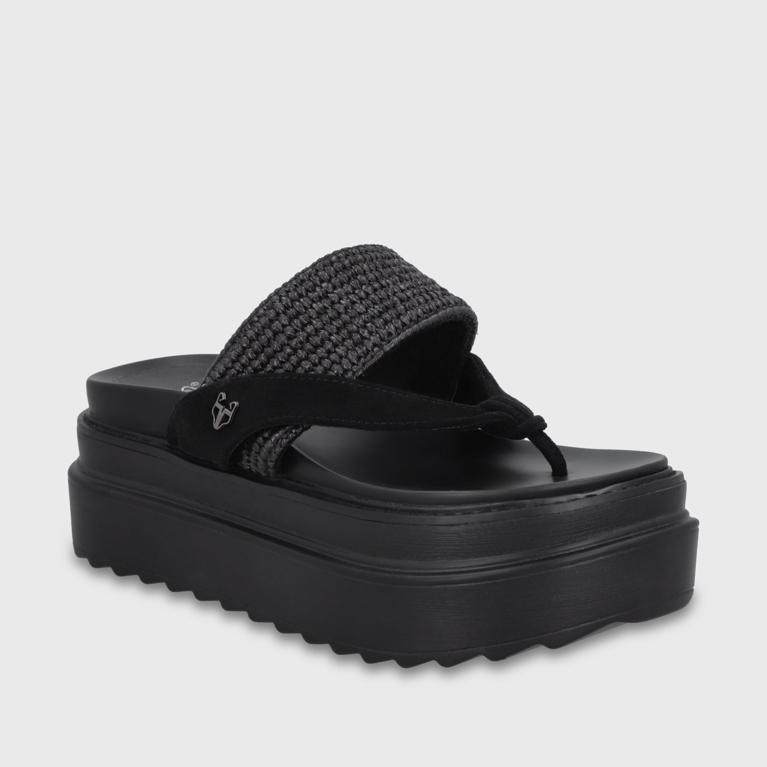 Sandalia Plataforma Negra Mujer 25234