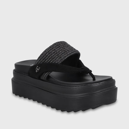 Sandalia Plataforma Negra Mujer 25234
