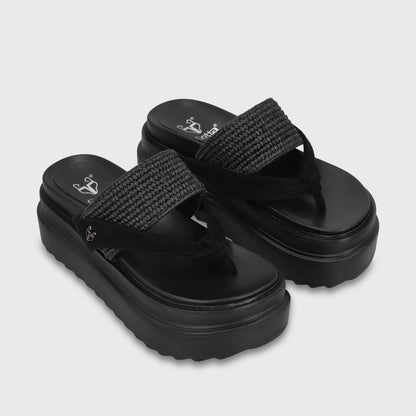 Sandalia Plataforma Negra Mujer 25234