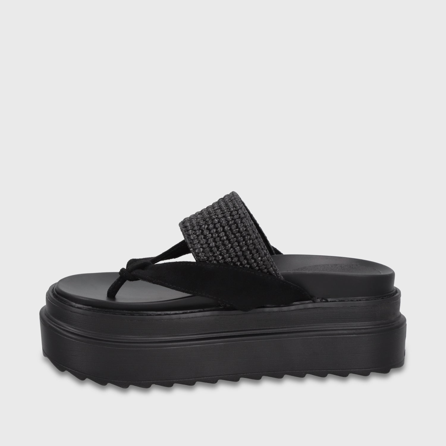 Sandalia Plataforma Negra Mujer 25234