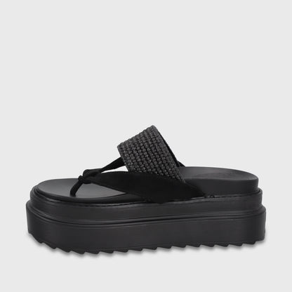 Sandalia Plataforma Negra Mujer 25234