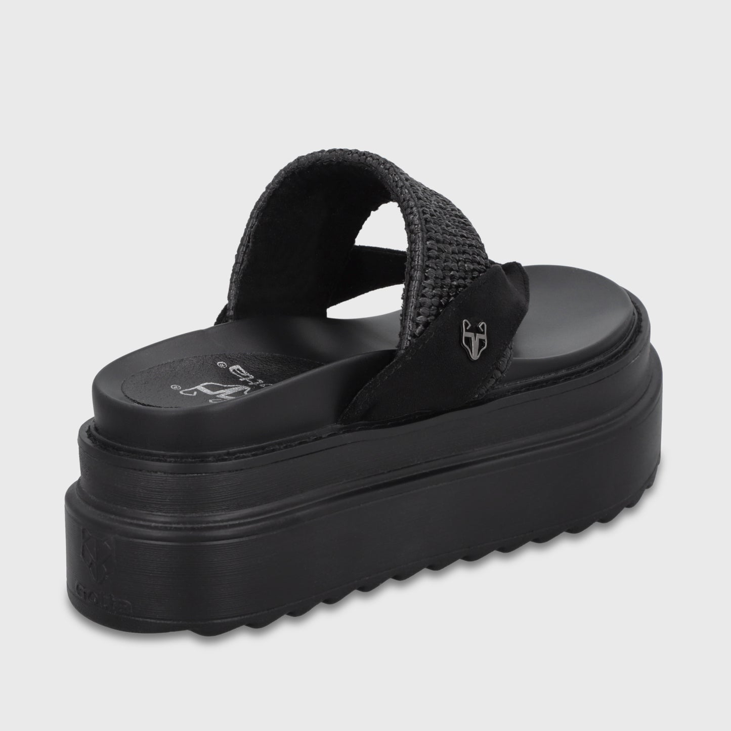 Sandalia Plataforma Negra Mujer 25234