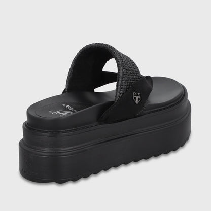 Sandalia Plataforma Negra Mujer 25234