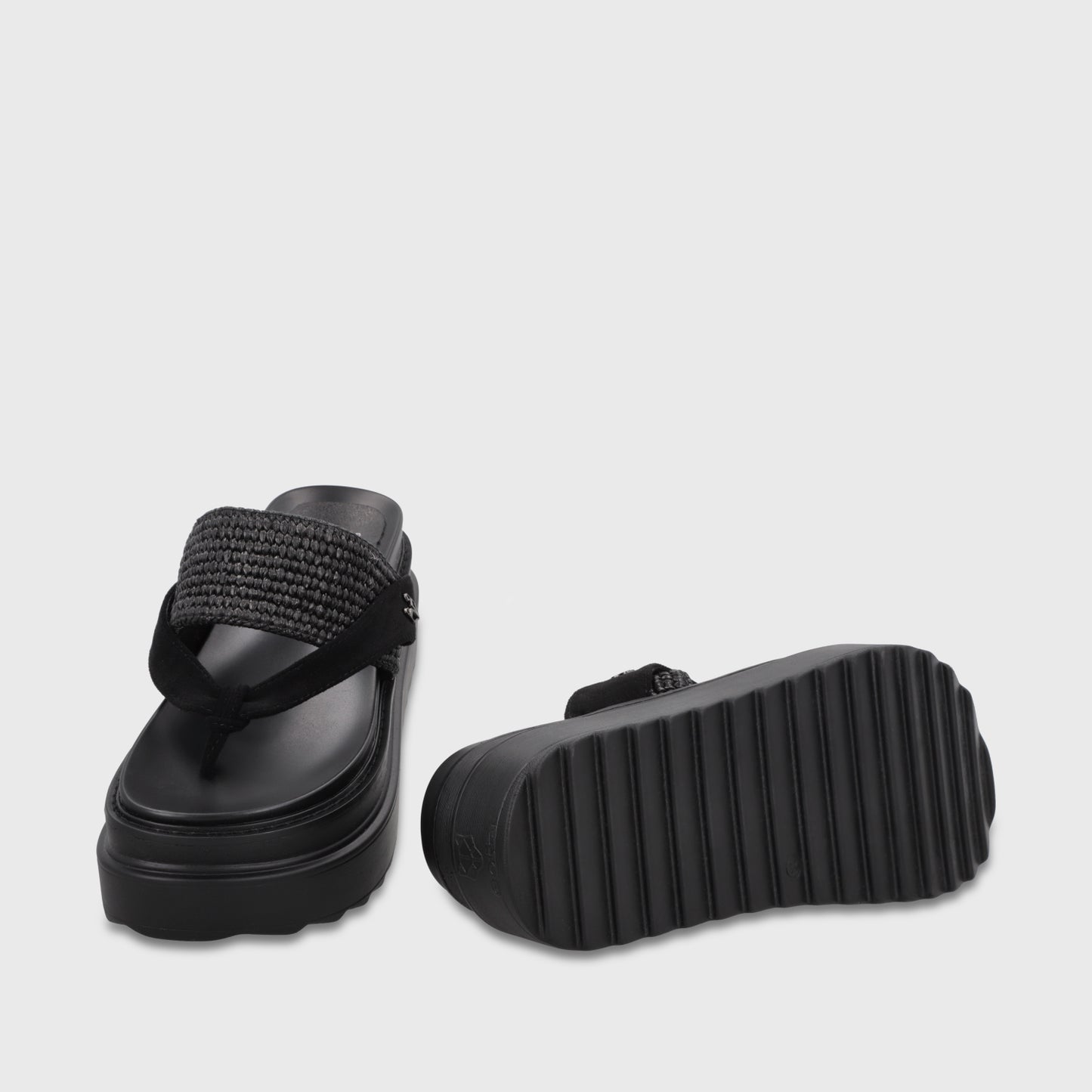 Sandalia Plataforma Negra Mujer 25234