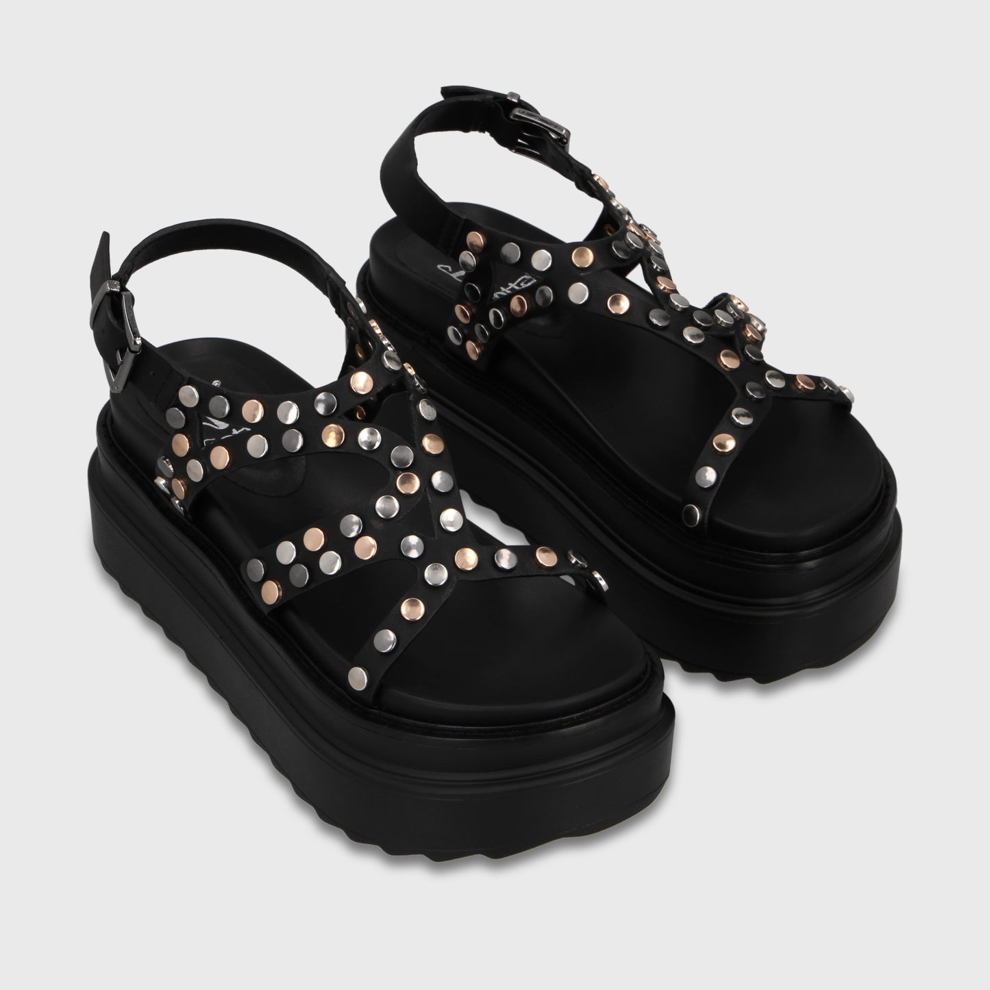 Sandalia Plataforma Negra Mujer 25236