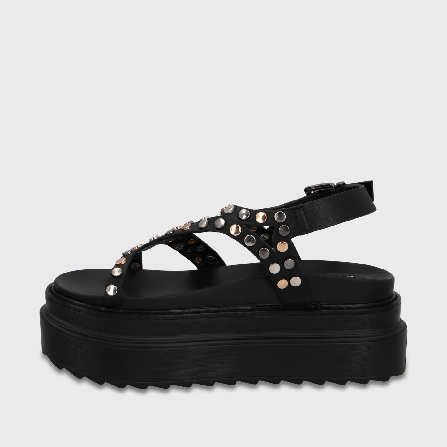 Sandalia Plataforma Negra Mujer 25236