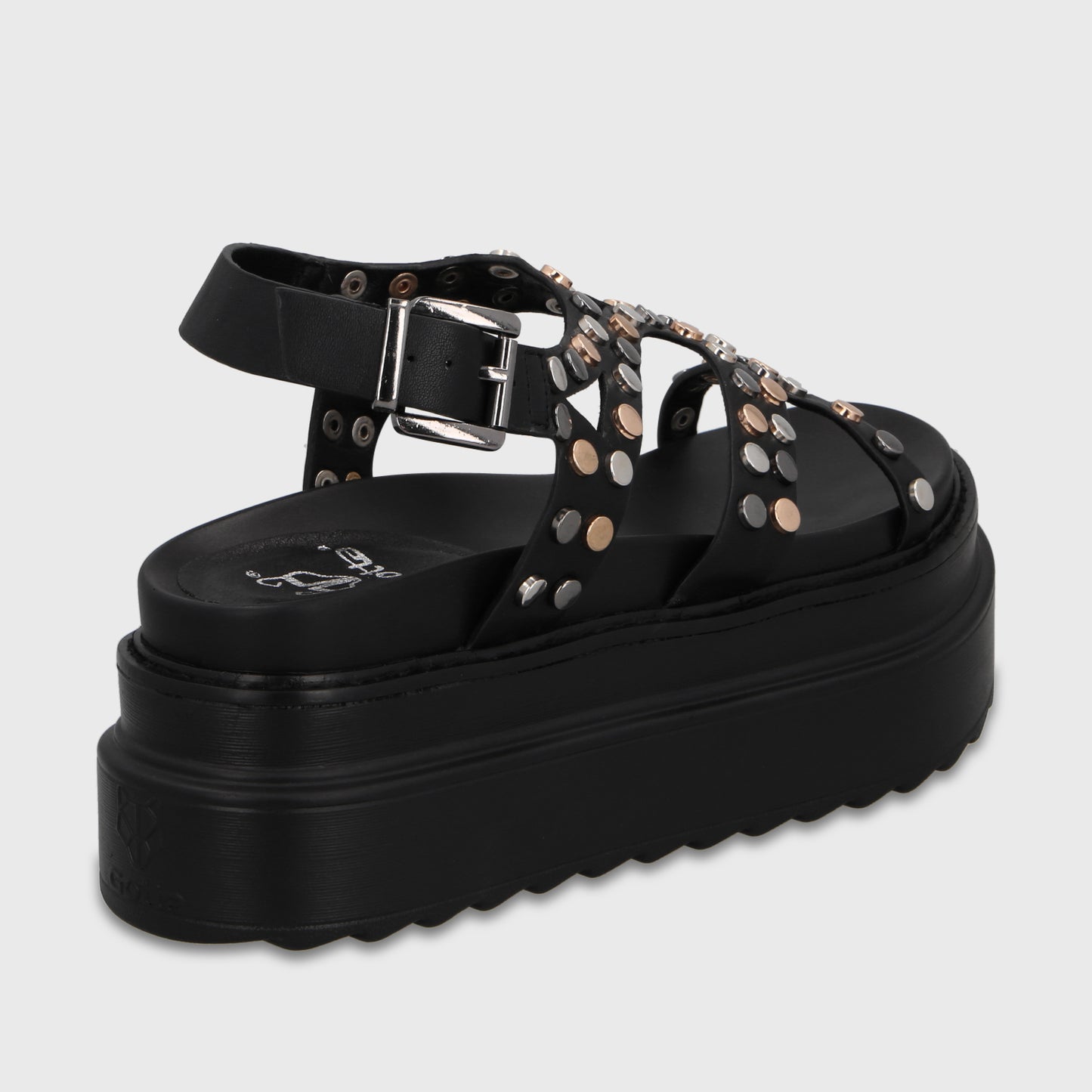 Sandalia Plataforma Negra Mujer 25236