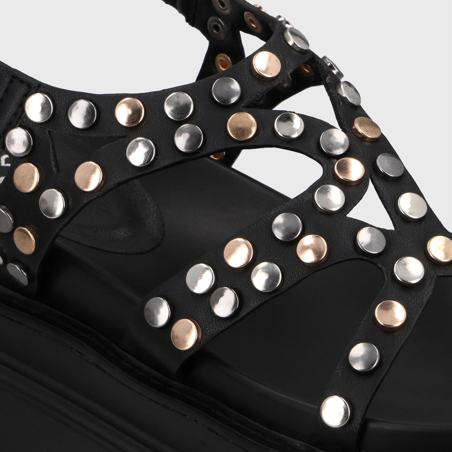 Sandalia Plataforma Negra Mujer 25236