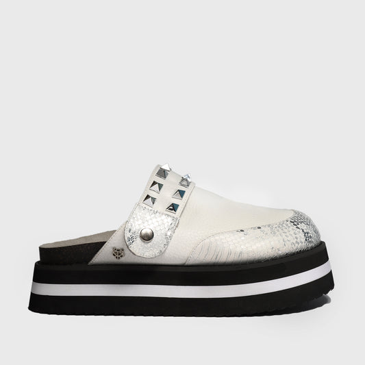 Zueco Blanco Cuero Mujer 25265