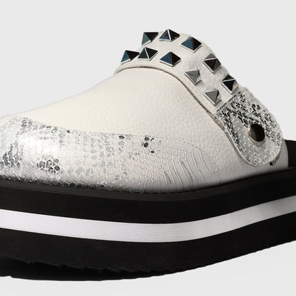 Zueco Blanco Cuero Mujer 25265
