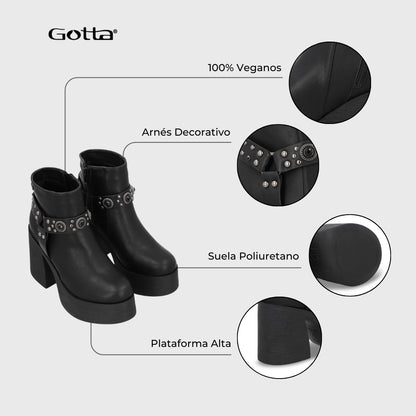 Botin Taco Negro Mujer 25635