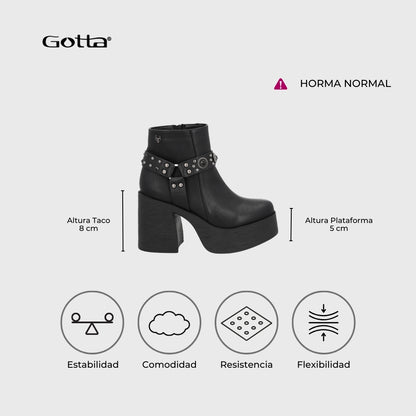 Botin Taco Negro Mujer 25635