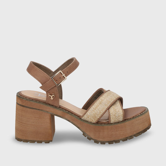 Sandalia Plataforma Beige Mujer 25796