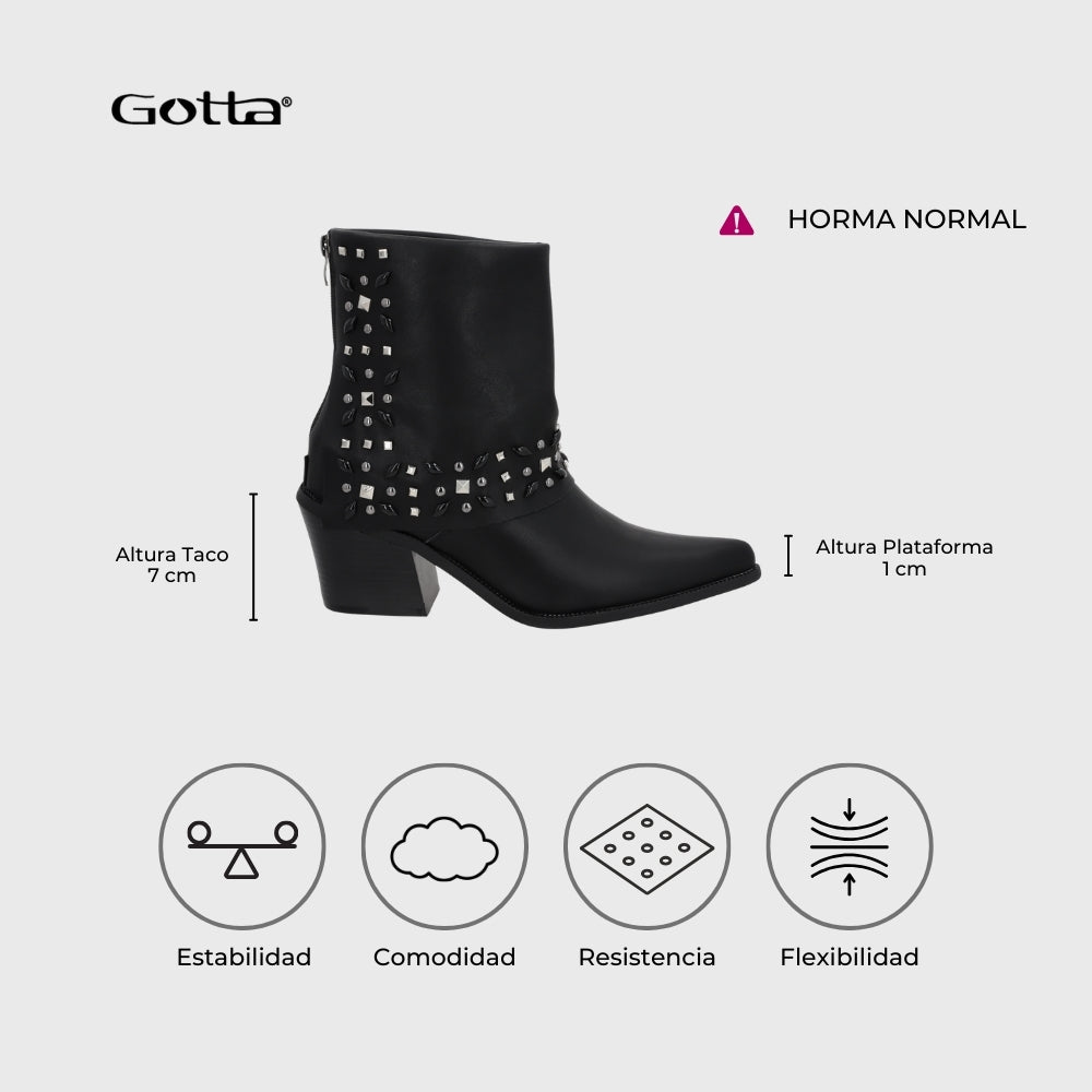 Botin Taco Negro Mujer 33768