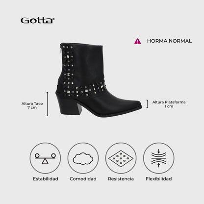 Botin Taco Negro Mujer 33768