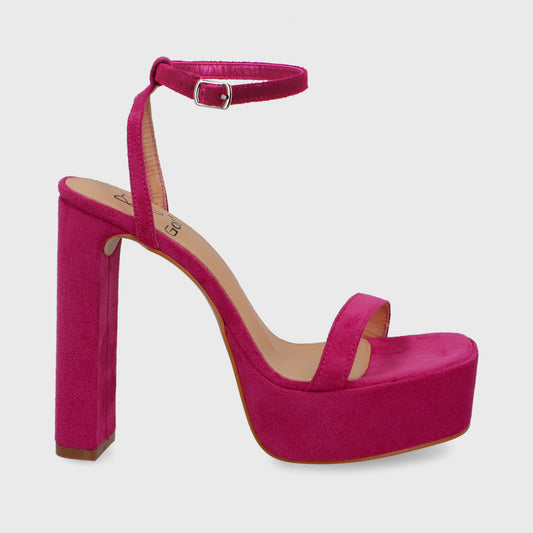 Sandalia Taco Fucsia Mujer 35101