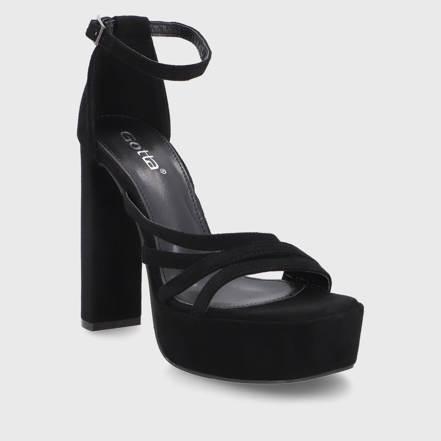 Sandalia Taco Negra  Mujer 35102