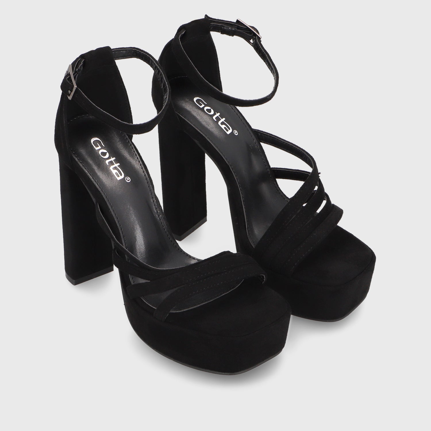 Sandalia Taco Negra  Mujer 35102