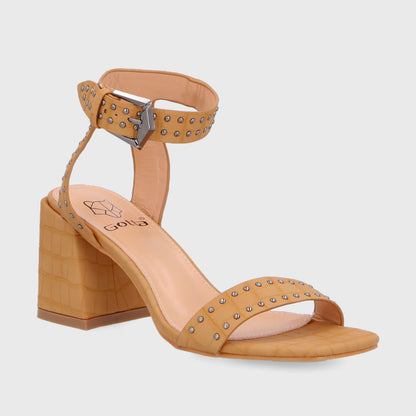 Sandalia Taco Camel Mujer 35131