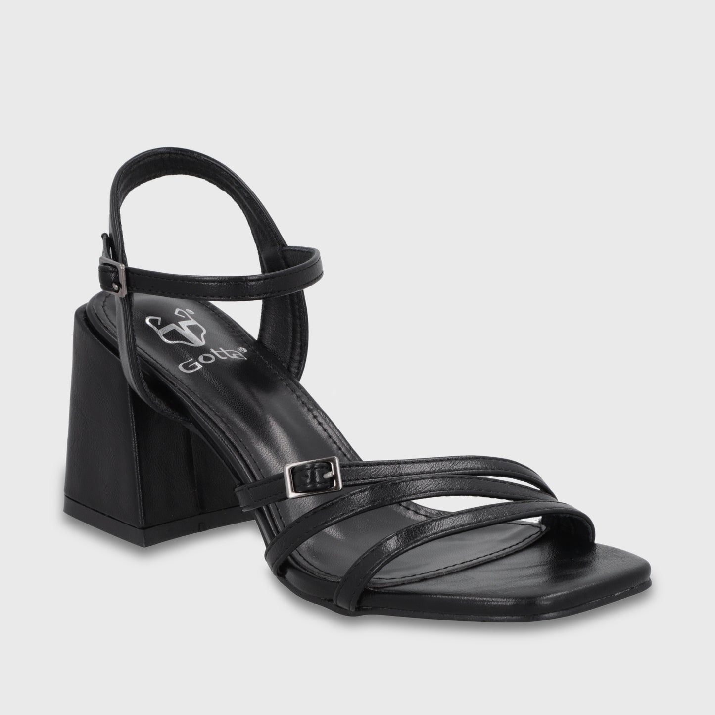 Sandalia Taco Negra Mujer 35134