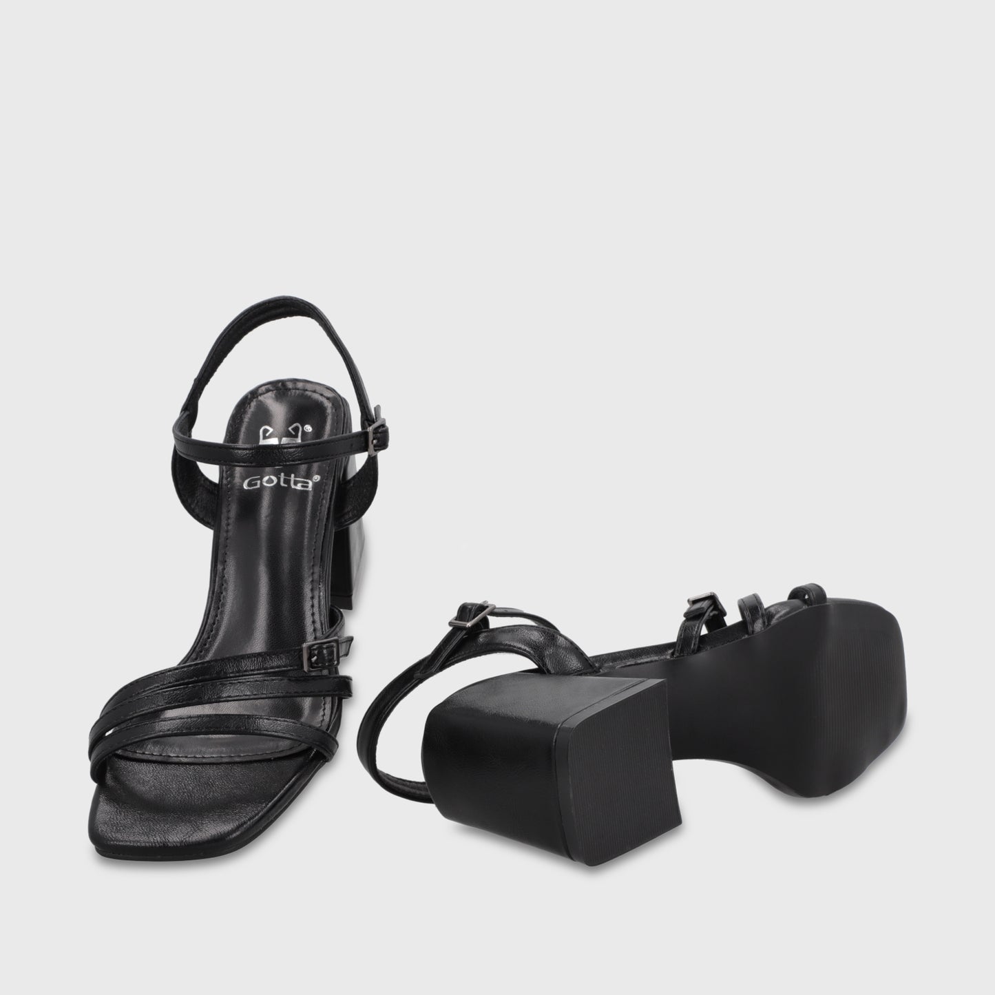 Sandalia Taco Negra Mujer 35134