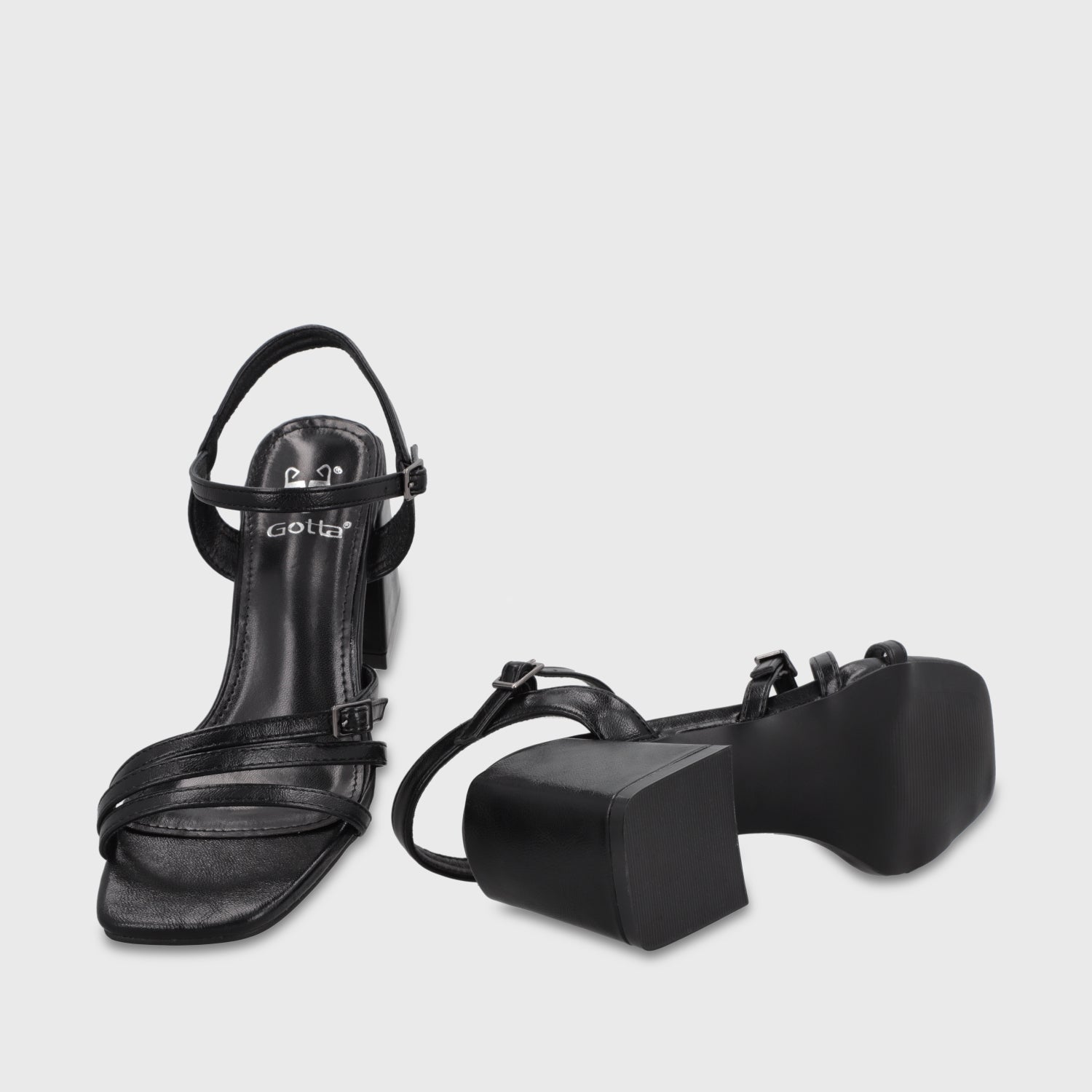 Sandalia Taco Negra Mujer 35134