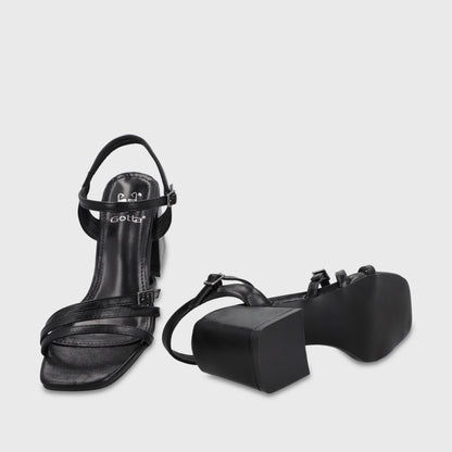 Sandalia Taco Negra Mujer 35134