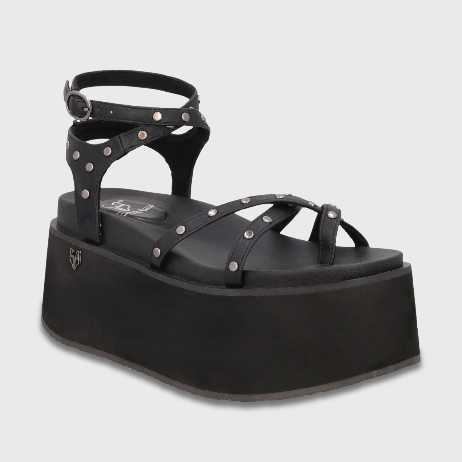 Sandalia Plataforma Negra Mujer 35188