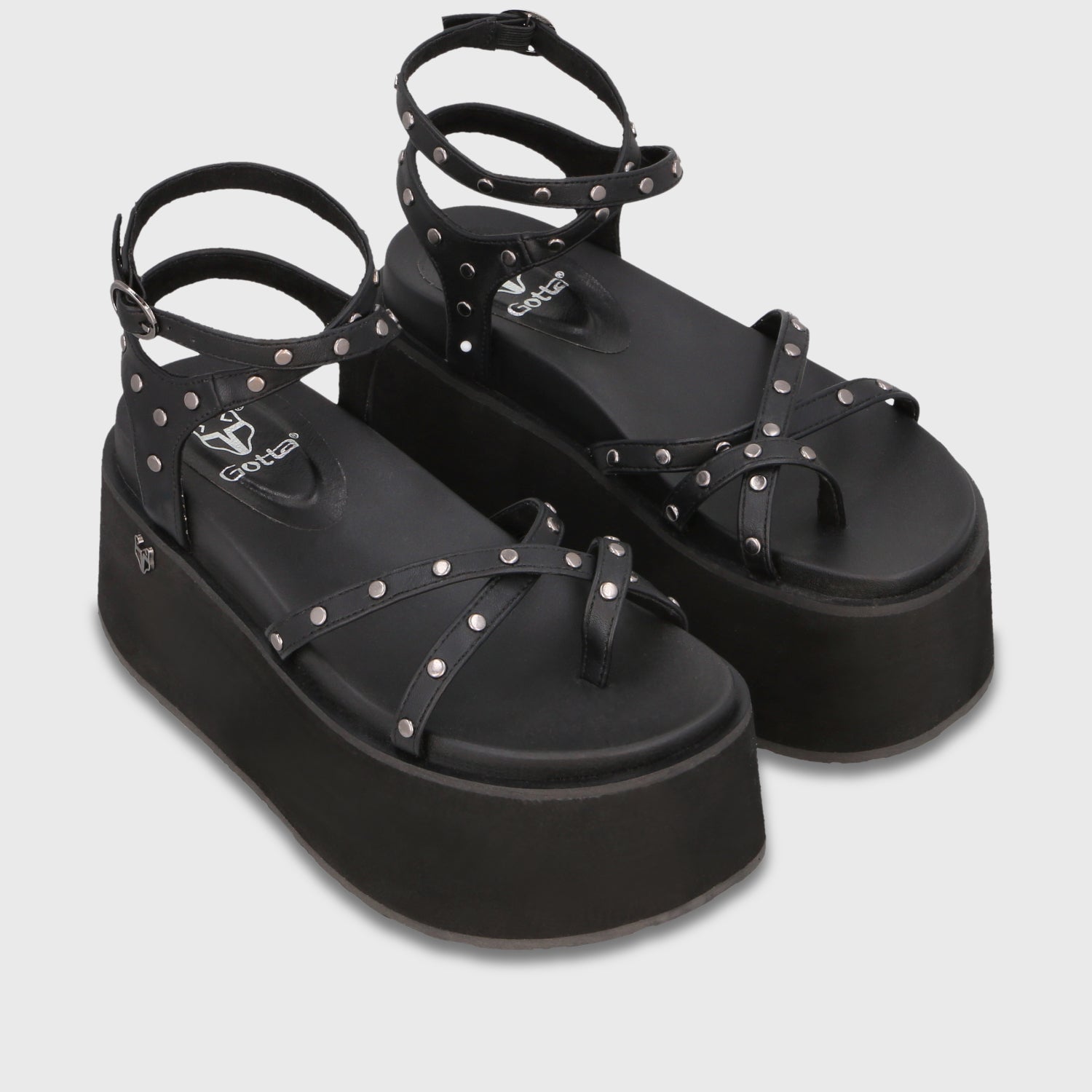 Sandalia Plataforma Negra Mujer 35188