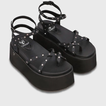 Sandalia Plataforma Negra Mujer 35188