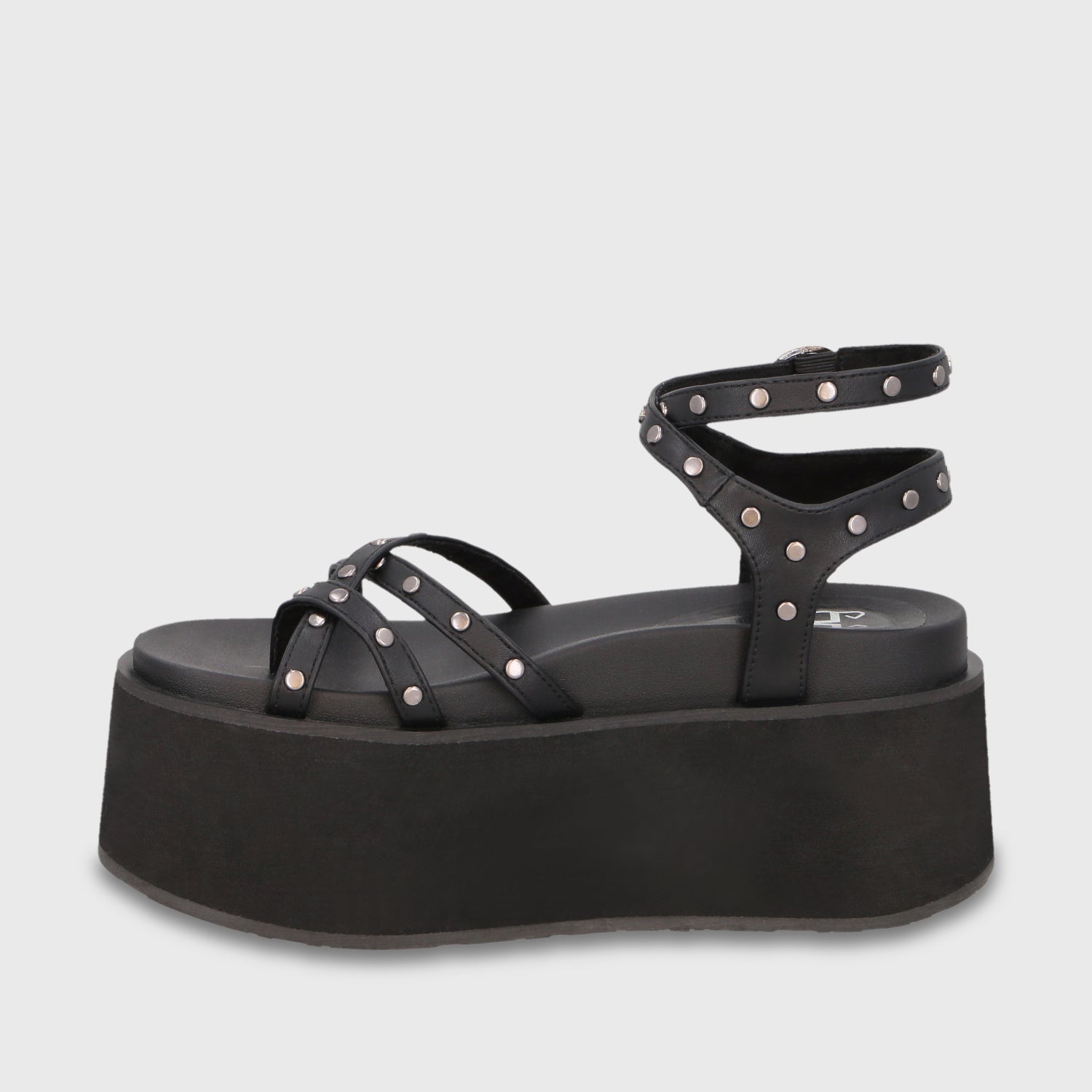 Sandalia Plataforma Negra Mujer 35188