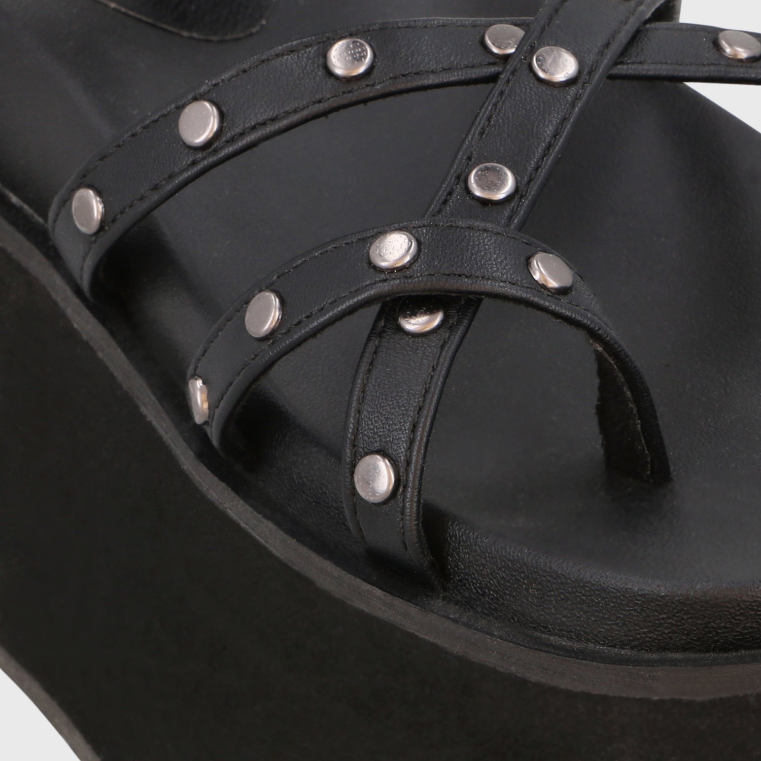 Sandalia Plataforma Negra Mujer 35188