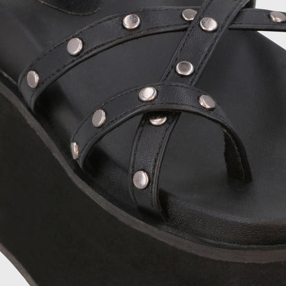 Sandalia Plataforma Negra Mujer 35188