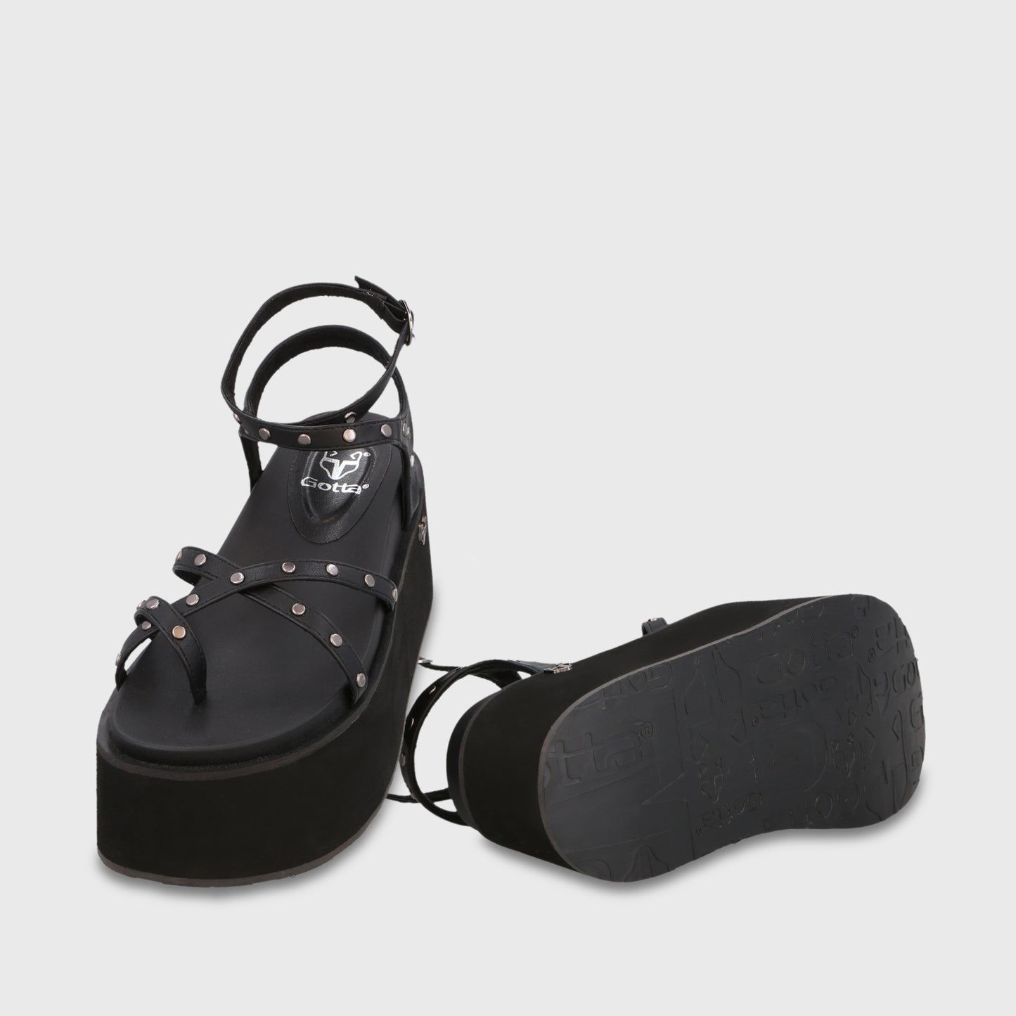 Sandalia Plataforma Negra Mujer 35188