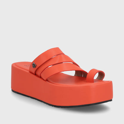 Sandalia Plataforma Naranja Mujer 35221