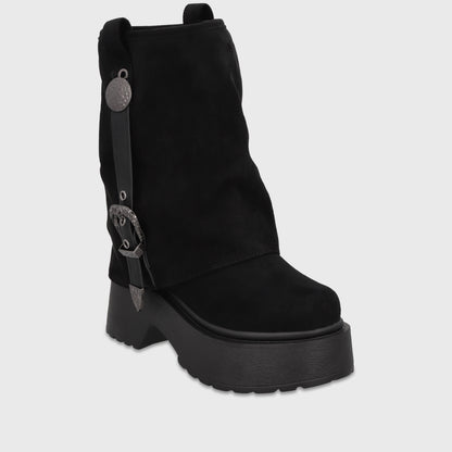 Bota Plataforma Negra Mujer 3580701