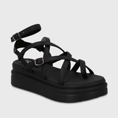 Sandalia Plataforma Negra Mujer 43017