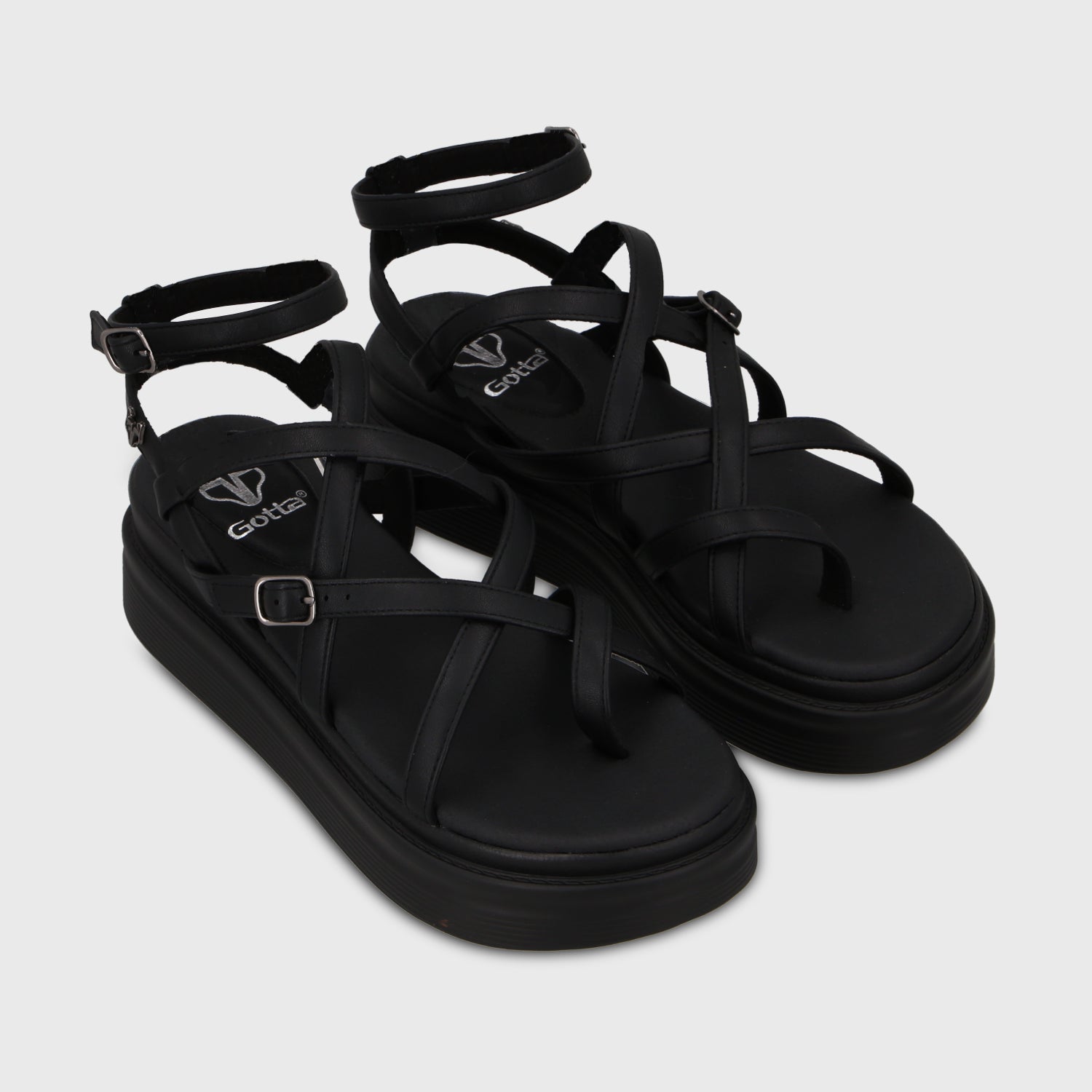 Sandalia Plataforma Negra Mujer 43017