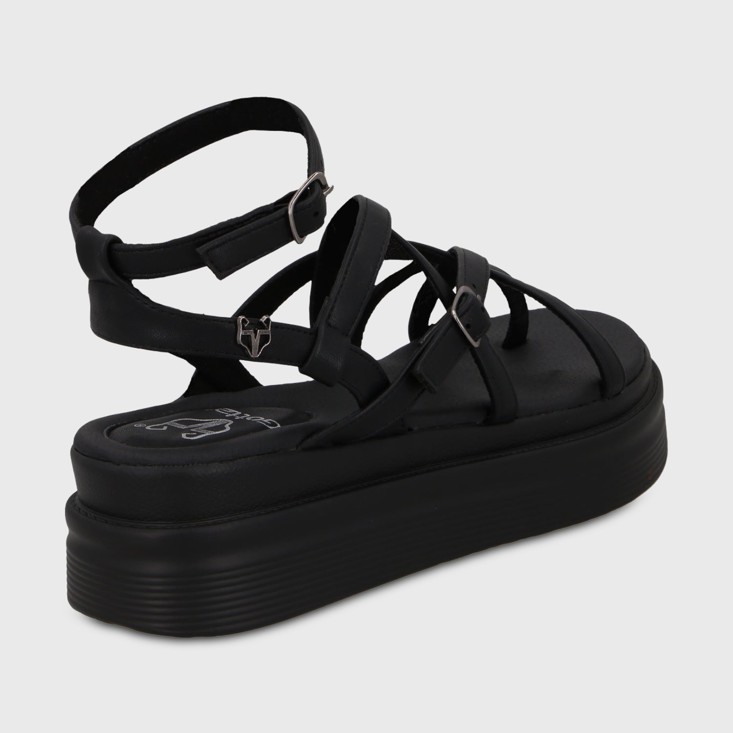 Sandalia Plataforma Negra Mujer 43017