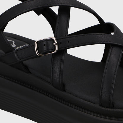 Sandalia Plataforma Negra Mujer 43017