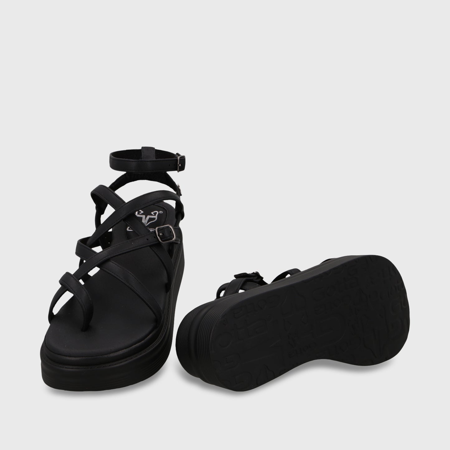 Sandalia Plataforma Negra Mujer 43017