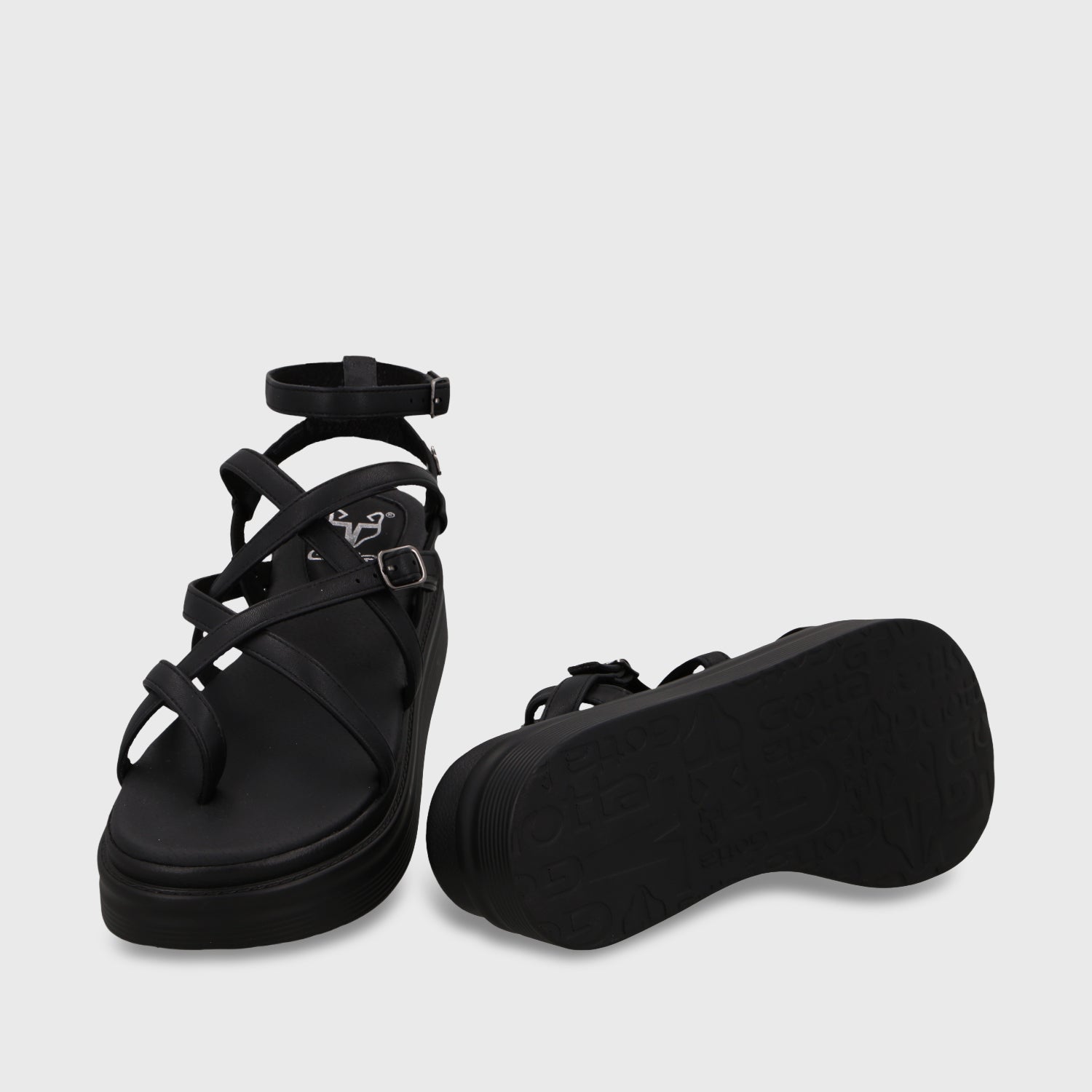 Sandalia Plataforma Negra Mujer 43017