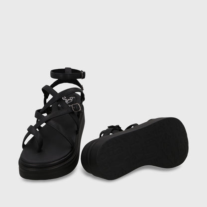 Sandalia Plataforma Negra Mujer 43017