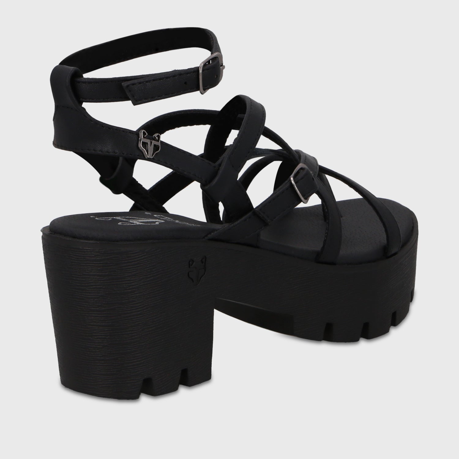 Sandalia Plataforma Negra Mujer 43024
